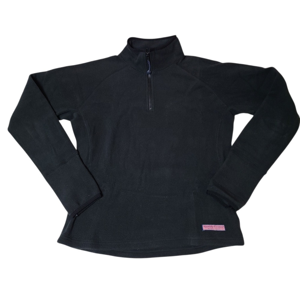 VINEYARD VINES Women's Sz XS Black 1/4-Zip Fleece Pullover Sweatshirt Top Shirt
